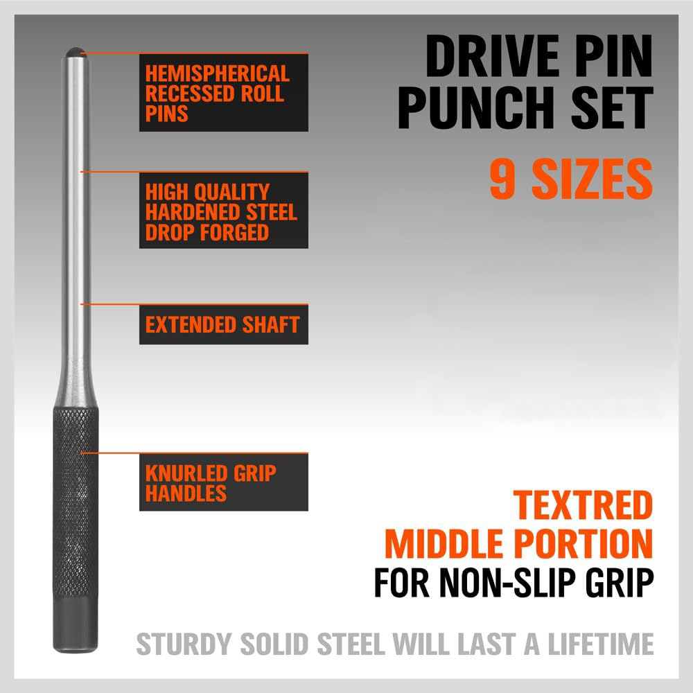 9 pcs Roll Pin Punch Set | Recommended Tool for Trigger & FCU Installations