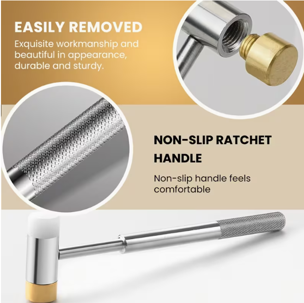 Easily removed replaceable faces and non-slip knurled handle