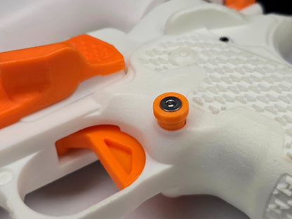Close-up of low profile magazine release button